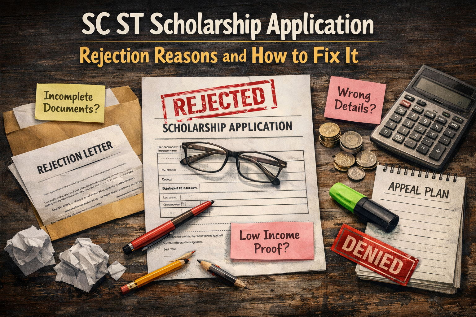 sc st scholarship application rejection reasons