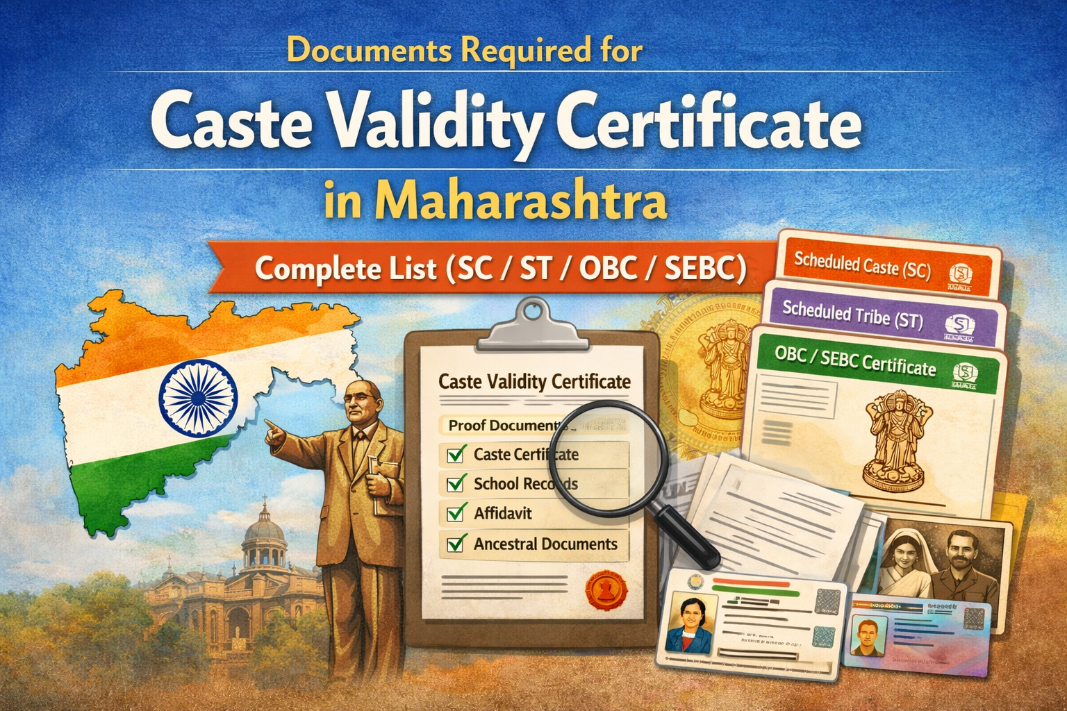 Documents required for caste validity certificate Maharashtra