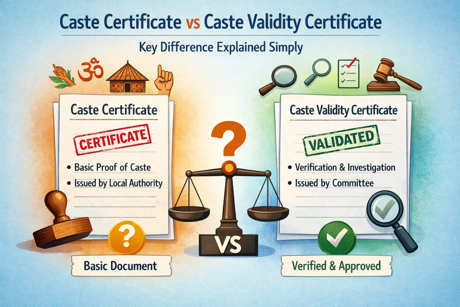 caste certificate vs caste validity certificate