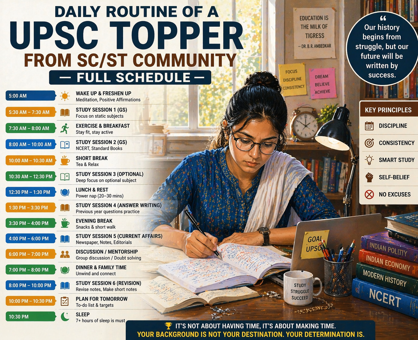 daily routine upsc topper sc st