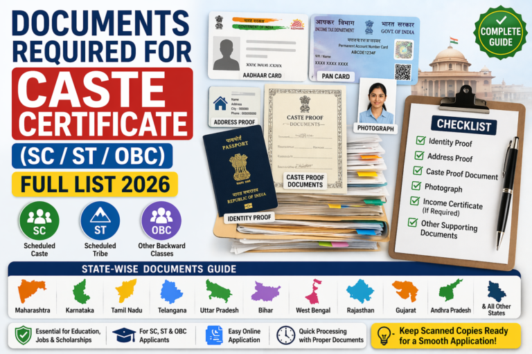 documents required for caste certificate